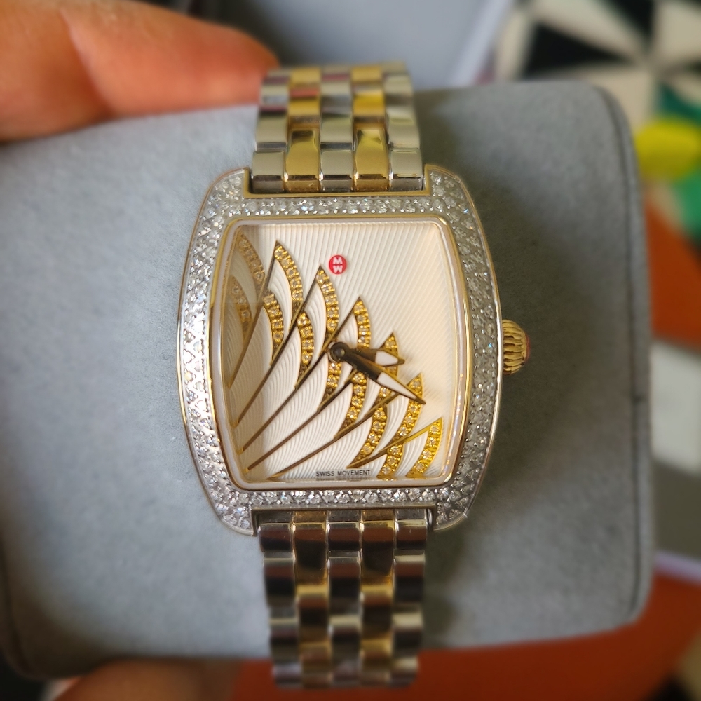 NEW Michele Urban Mini Matinee Two Tone Gold Silver Watch MW02A01C5107